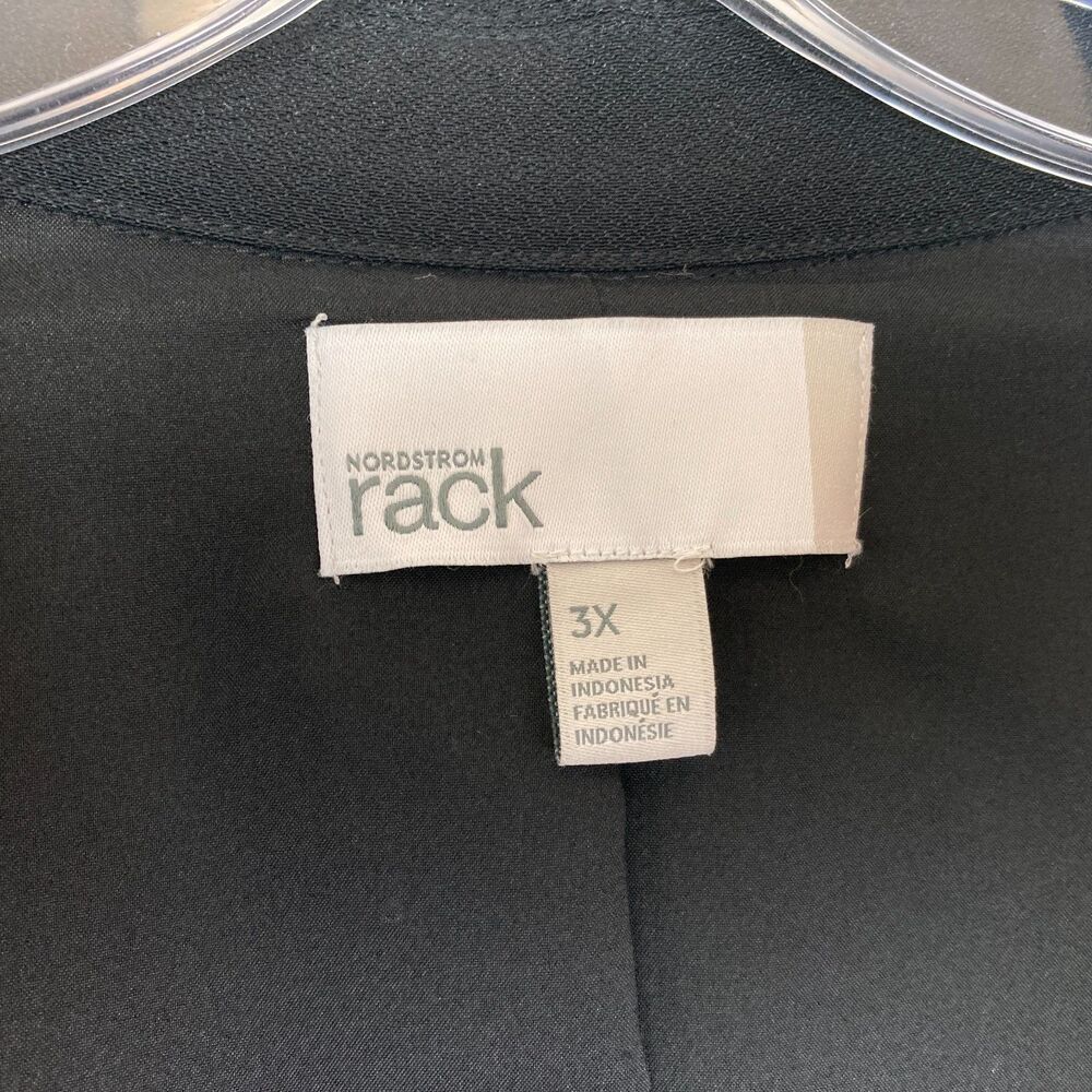 Nordstrom Rack Women's NWT Open Front Blazer Size 3X Black Ruched Sleeve Office - Picture 3 of 6